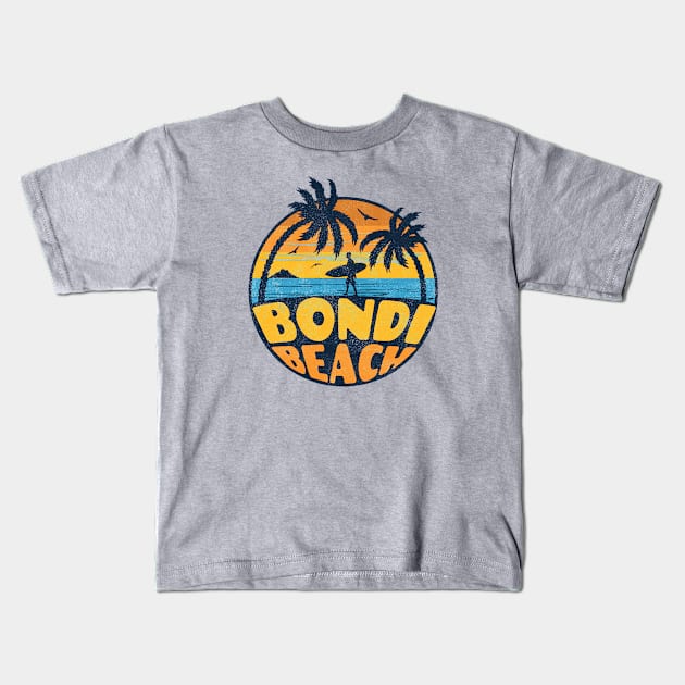 Bondi Beach Vintage Distressed Kids T-Shirt by Speshly